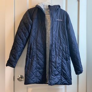 Columbia Copper Crest Women’s Hooded Quilted long Jacket Nocturnal Blue M